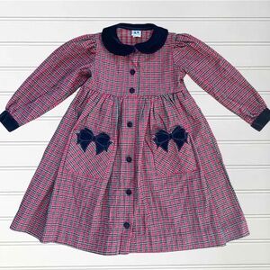 AUSTIN & ASHLEY VGUC Classic Holiday Plaid Velvet Trim Peter Pan Collar Dress